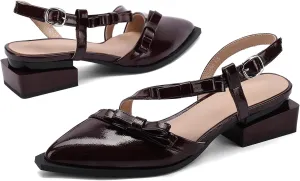 LingxiaUne Shoes for Women Fashion Forward Elegant Dressy Womens Pumps and Loafers with Low Chunky Heel and Sleek Pointed Toe Design Fashion Forward