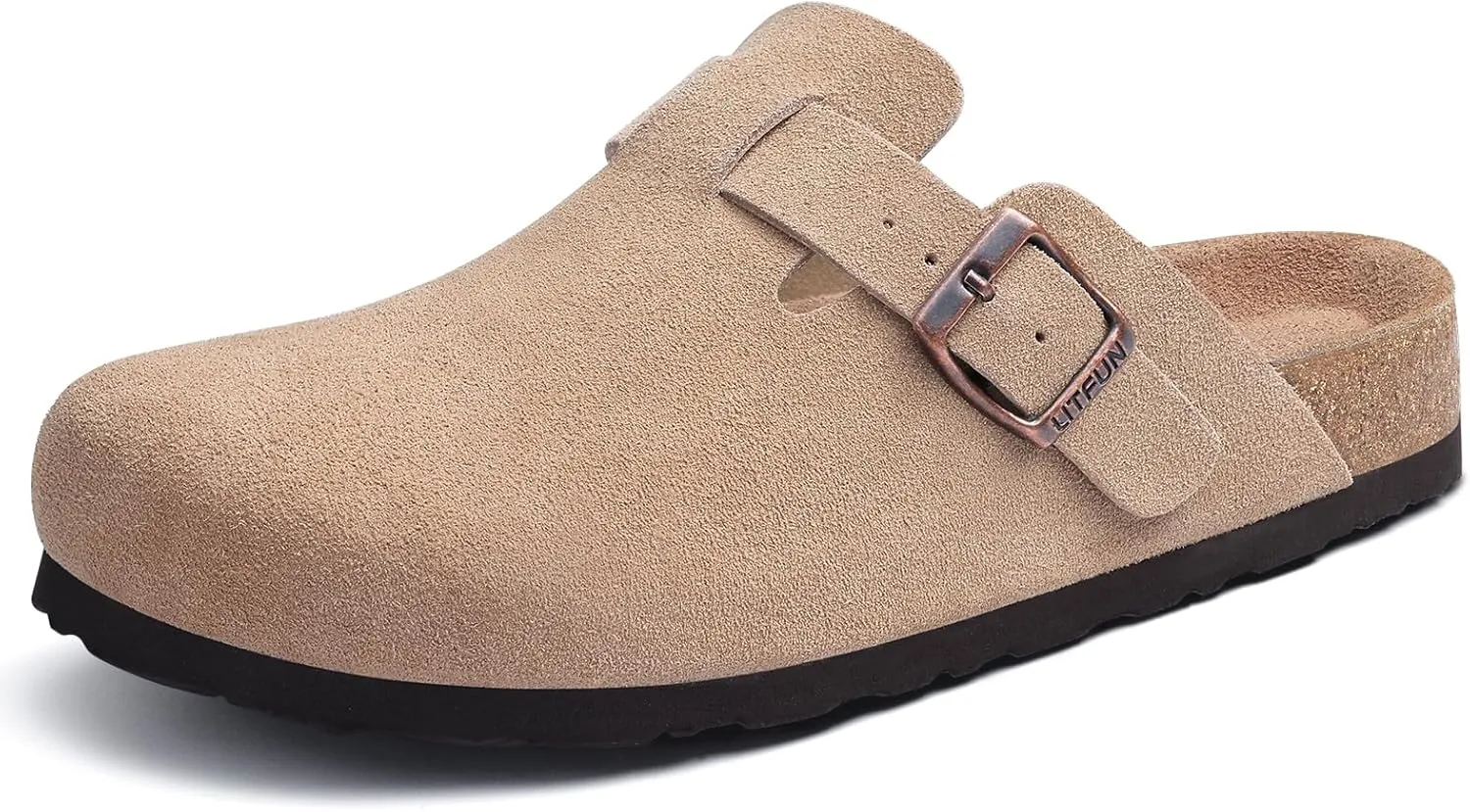 Litfun Women's Genuine Suede Clogs Soft Footbed Leather Potato Shoes Comfort Slip On Clogs with Arch Support