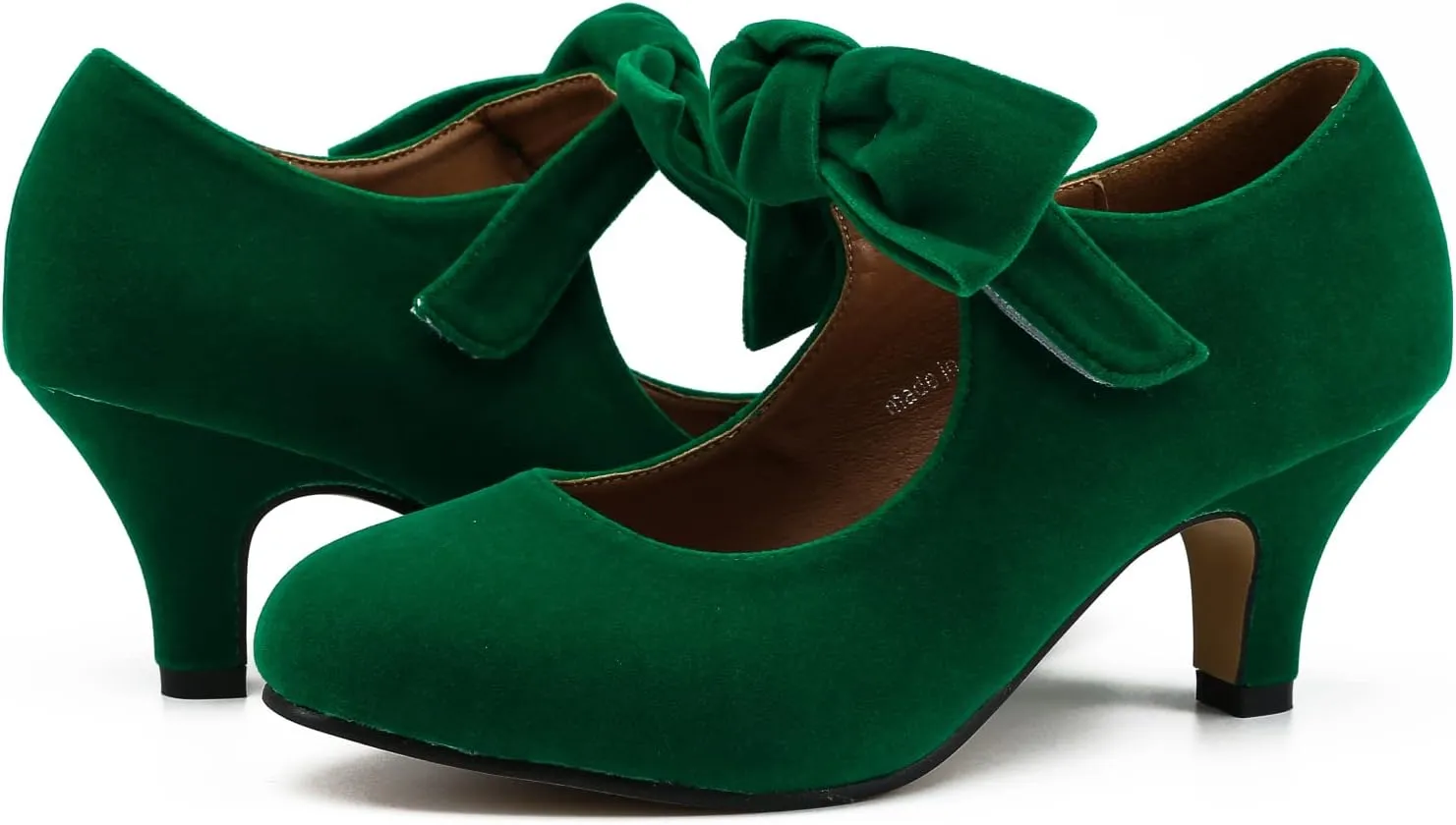 LIURUIJIA Women's Bow Heels Mary Jane Kitten Heel Pumps Round Toe Low Heels Ankle Strap Wedding Evening Party Dress Shoes