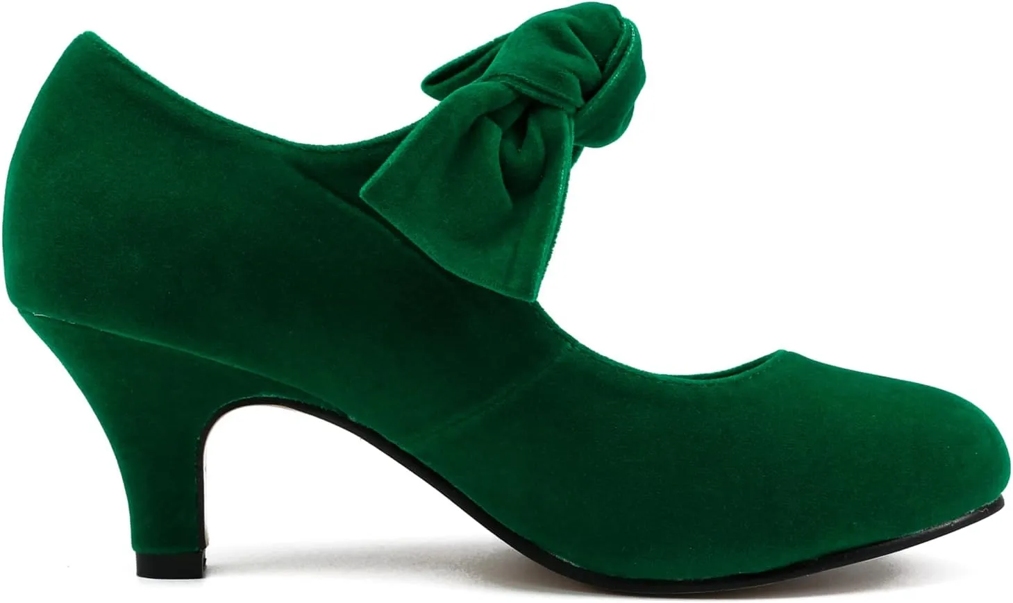 LIURUIJIA Women's Bow Heels Mary Jane Kitten Heel Pumps Round Toe Low Heels Ankle Strap Wedding Evening Party Dress Shoes