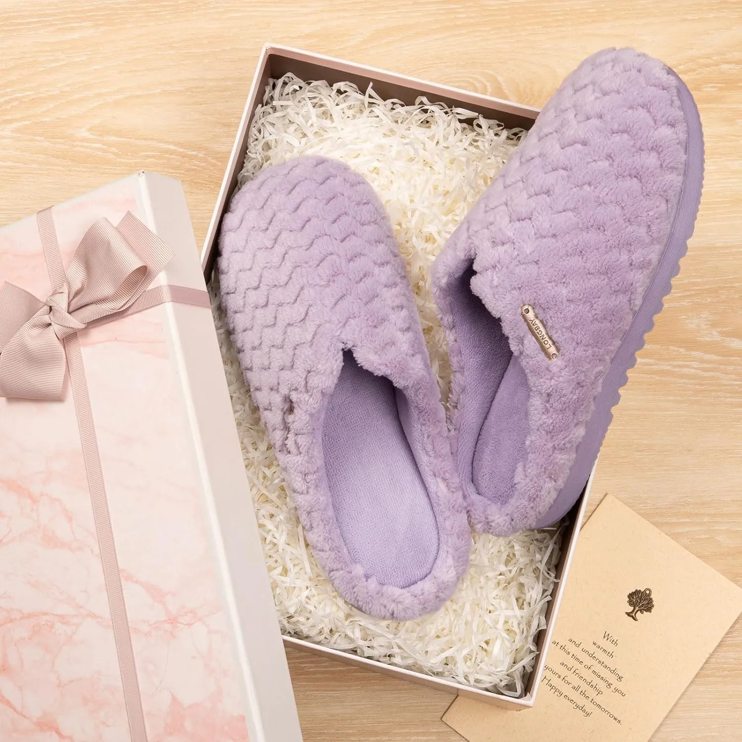 LongBay Women's Slip-On House Slippers Comfy Memory Foam Bedroom Shoes