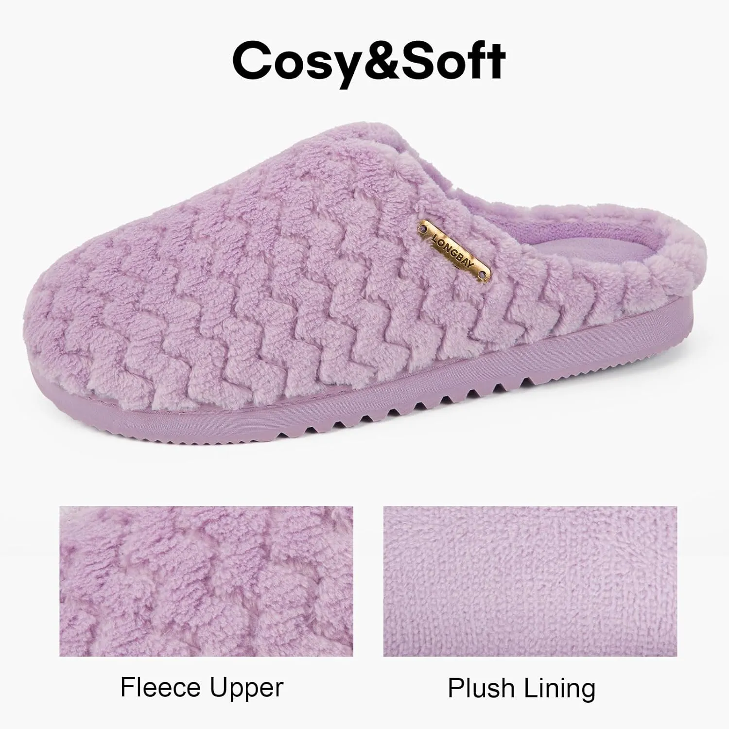 LongBay Women's Slip-On House Slippers Comfy Memory Foam Bedroom Shoes
