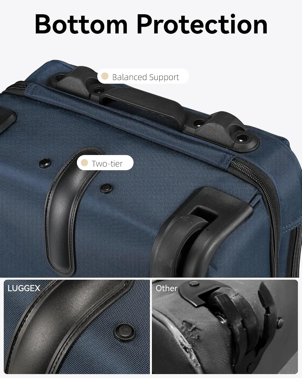 LUGGEX Underseat Carry On Luggage with Wheels, Stylish Lightweight Under Seat Luggage, Soft Sided Personal Item Suitcase for Short Trip (Blue Silver, 16 Inch)