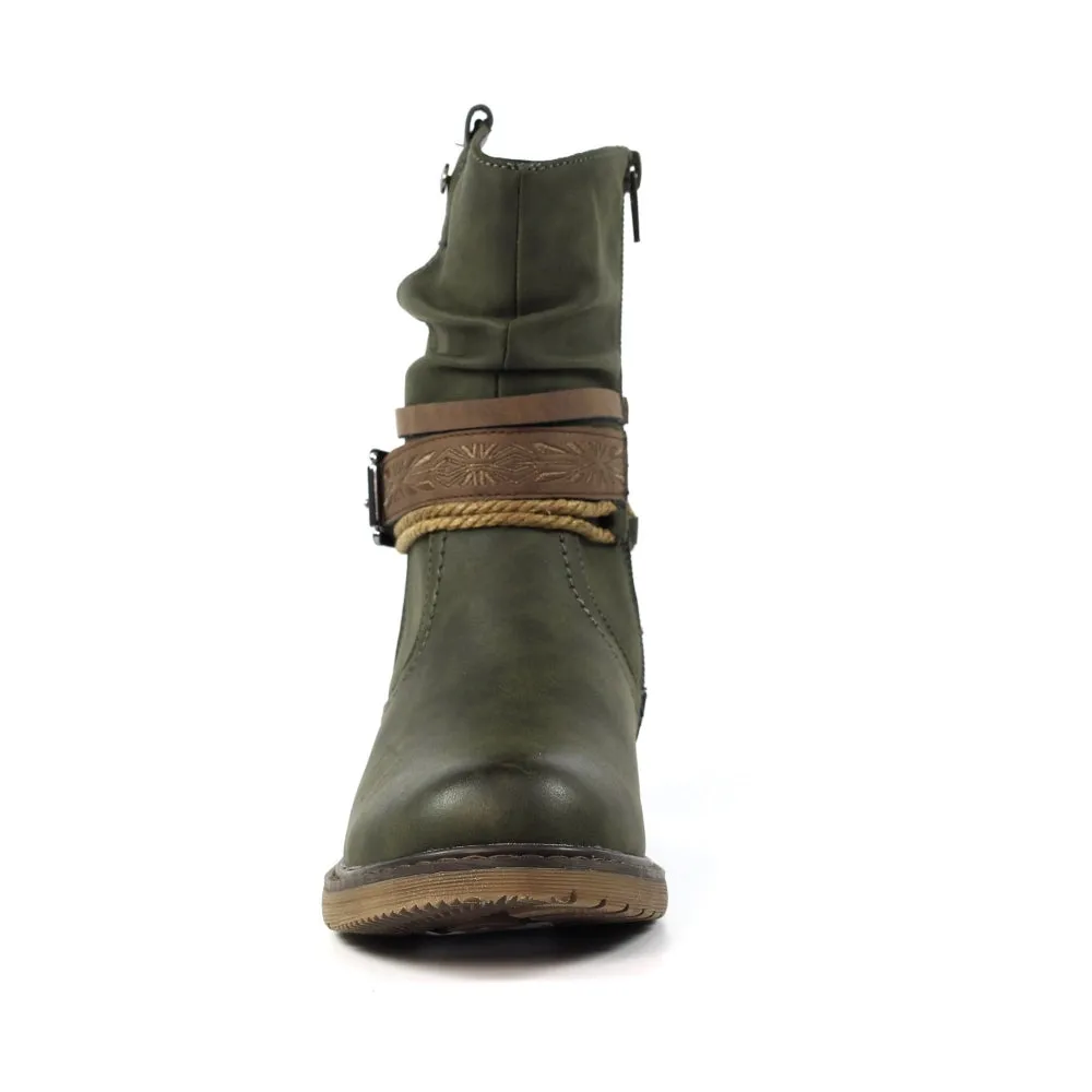 Lunar Veronica Women's Waterproof Zip Up Ankle Boot Olive
