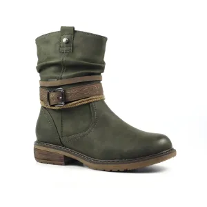 Lunar Veronica Women's Waterproof Zip Up Ankle Boot Olive