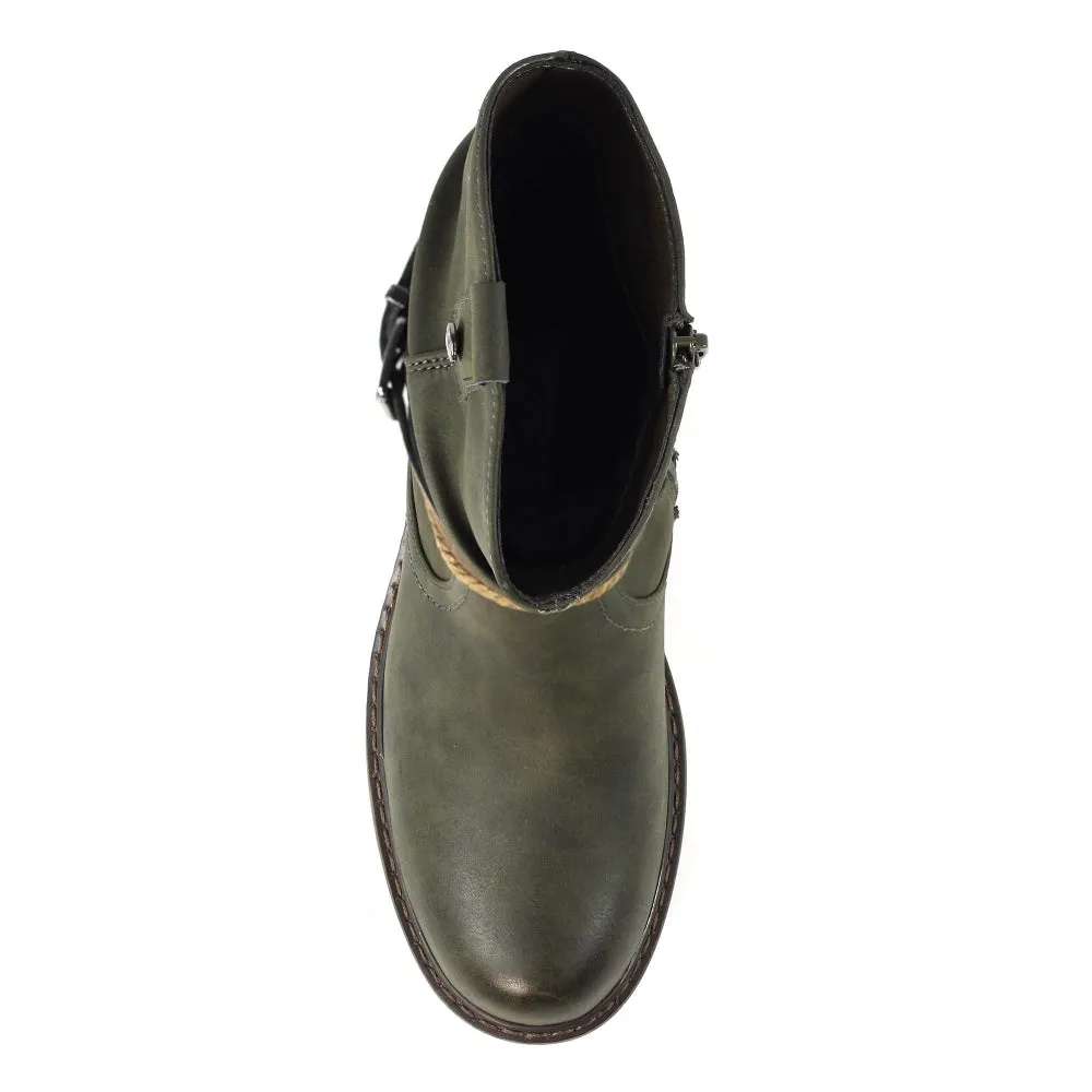 Lunar Veronica Women's Waterproof Zip Up Ankle Boot Olive