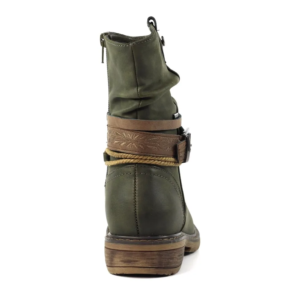 Lunar Veronica Women's Waterproof Zip Up Ankle Boot Olive