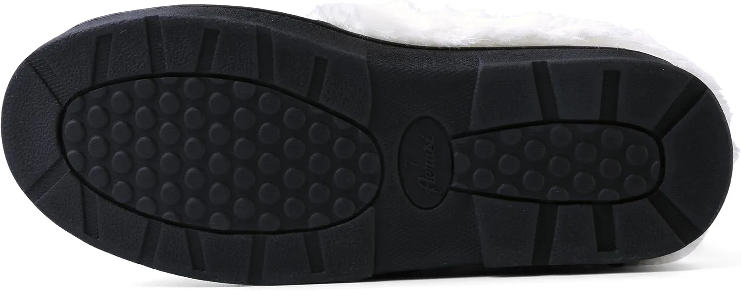 Luxurious Comfy Plush Slippers,Unique Ribbon bow Accent Pattern,Fleece Band and Interior,Non-slip Rubber Textured Sole