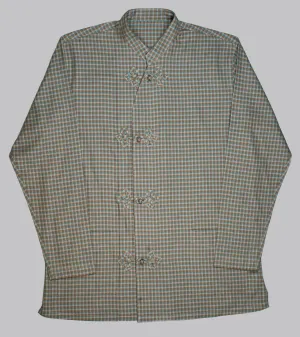 Made-to-Order Frogged Button Plaid Shirt Viyella Violet/Brown