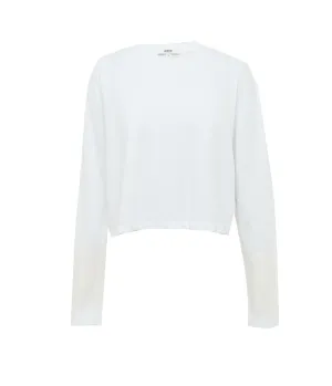 Mason Cropped Long Tee in White