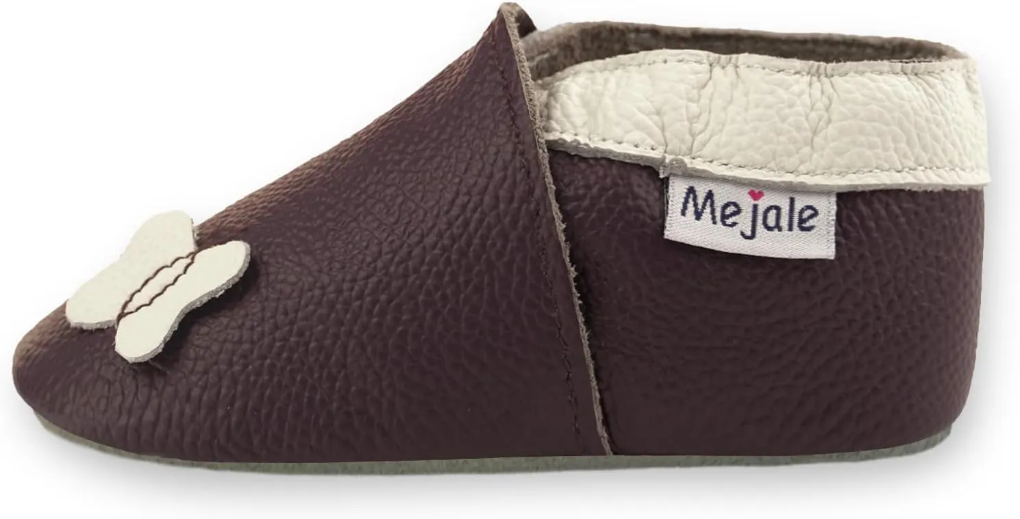 Mejale Baby Shoes Soft Sole Leather Moccasins Cartoon Butterfly Infant Toddler First Walker Slippers
