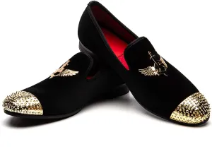 Men Genuine Leather Mens Metallic Textured Slip-on Glitter Loafers Shoes