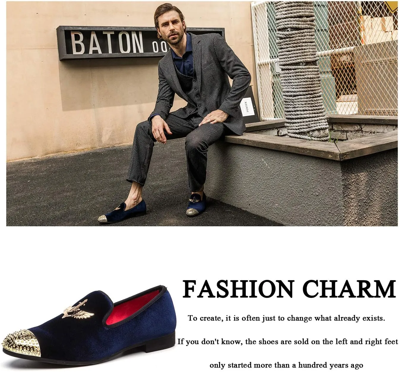 Men Genuine Leather Mens Metallic Textured Slip-on Glitter Loafers Shoes
