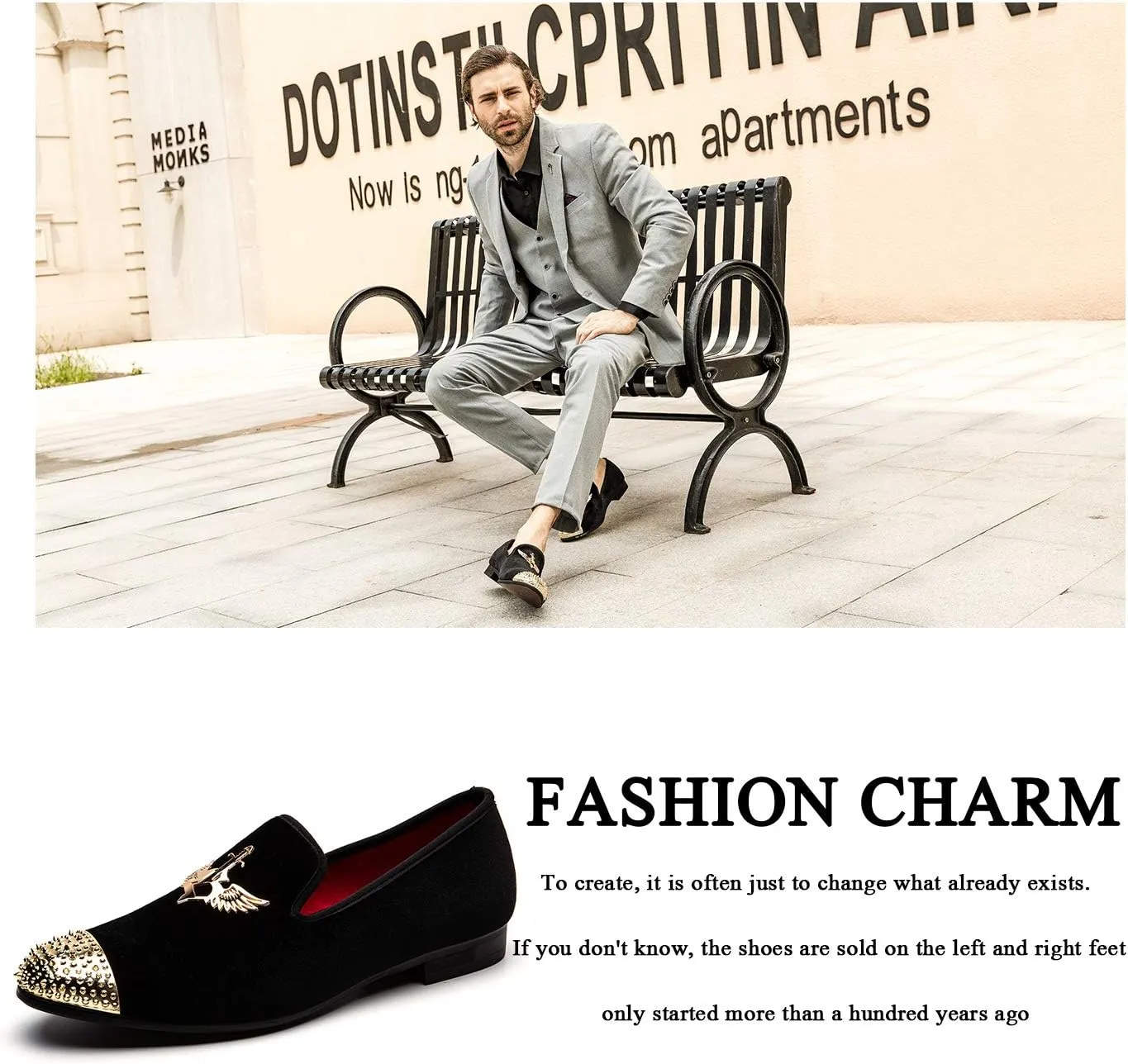 Men Genuine Leather Mens Metallic Textured Slip-on Glitter Loafers Shoes
