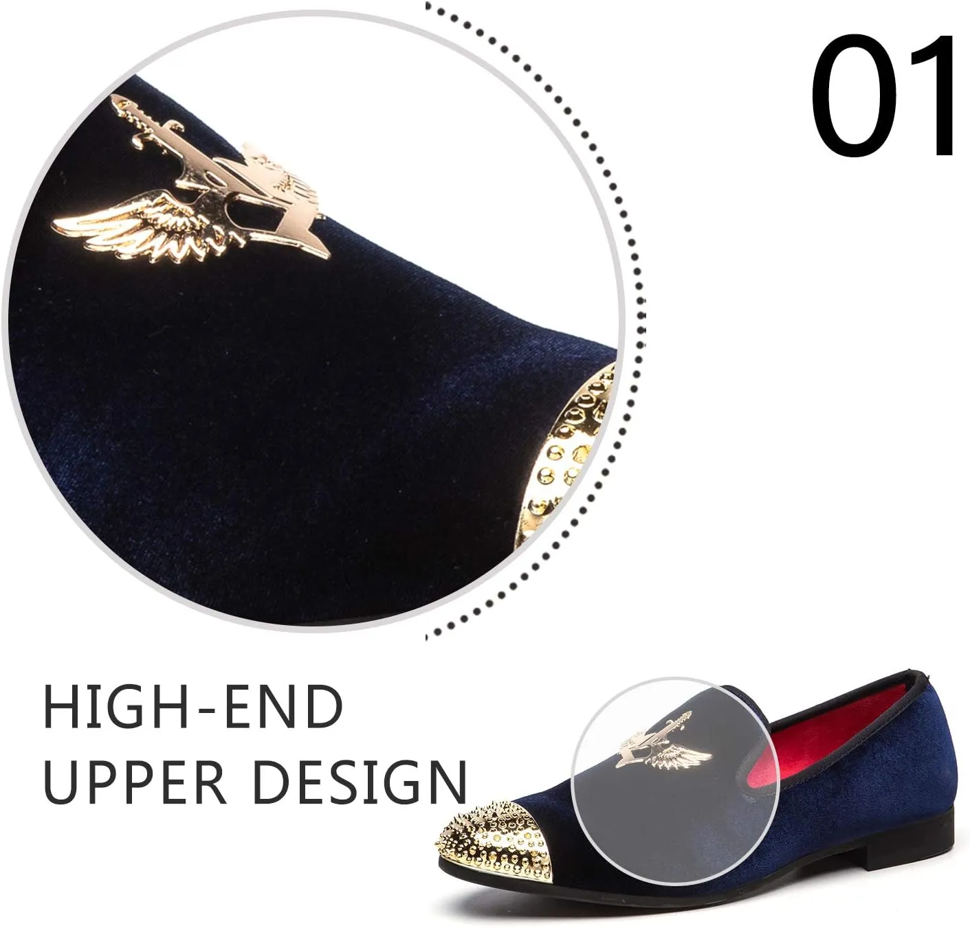 Men Genuine Leather Mens Metallic Textured Slip-on Glitter Loafers Shoes