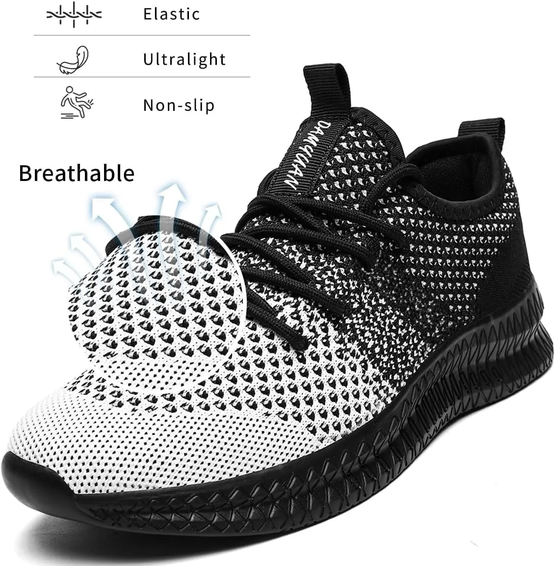 Men Slip On Running Sneakers Tennis Lightweight Non-Slip Athletic Shoes Cushioned Comfort for Walking Gym Fitness & Daily Training Leisure Sports