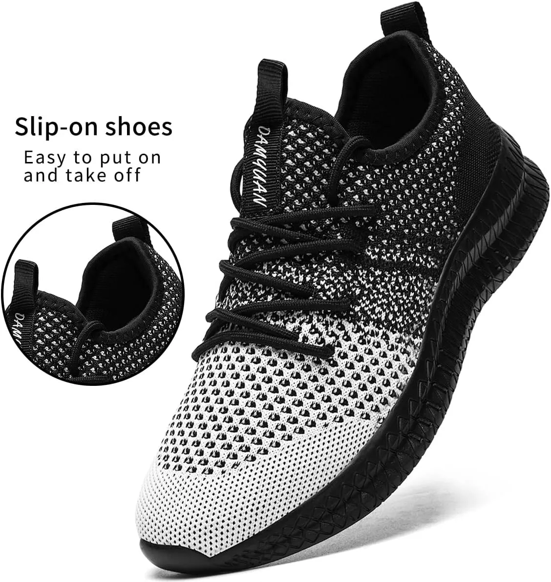 Men Slip On Running Sneakers Tennis Lightweight Non-Slip Athletic Shoes Cushioned Comfort for Walking Gym Fitness & Daily Training Leisure Sports