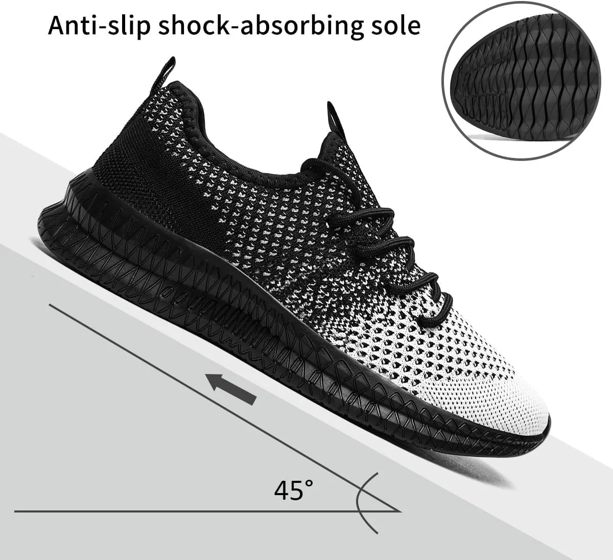 Men Slip On Running Sneakers Tennis Lightweight Non-Slip Athletic Shoes Cushioned Comfort for Walking Gym Fitness & Daily Training Leisure Sports
