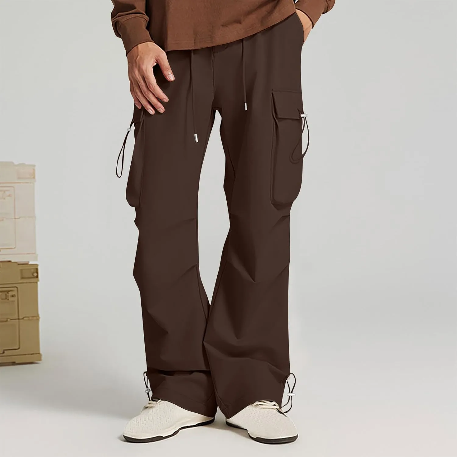 Mens Cargo Pants Relaxed Fit Elastic Waist Straight Leg Pants Rugged Flex Relaxed Fit Canvas Cargo Work Pant 2025