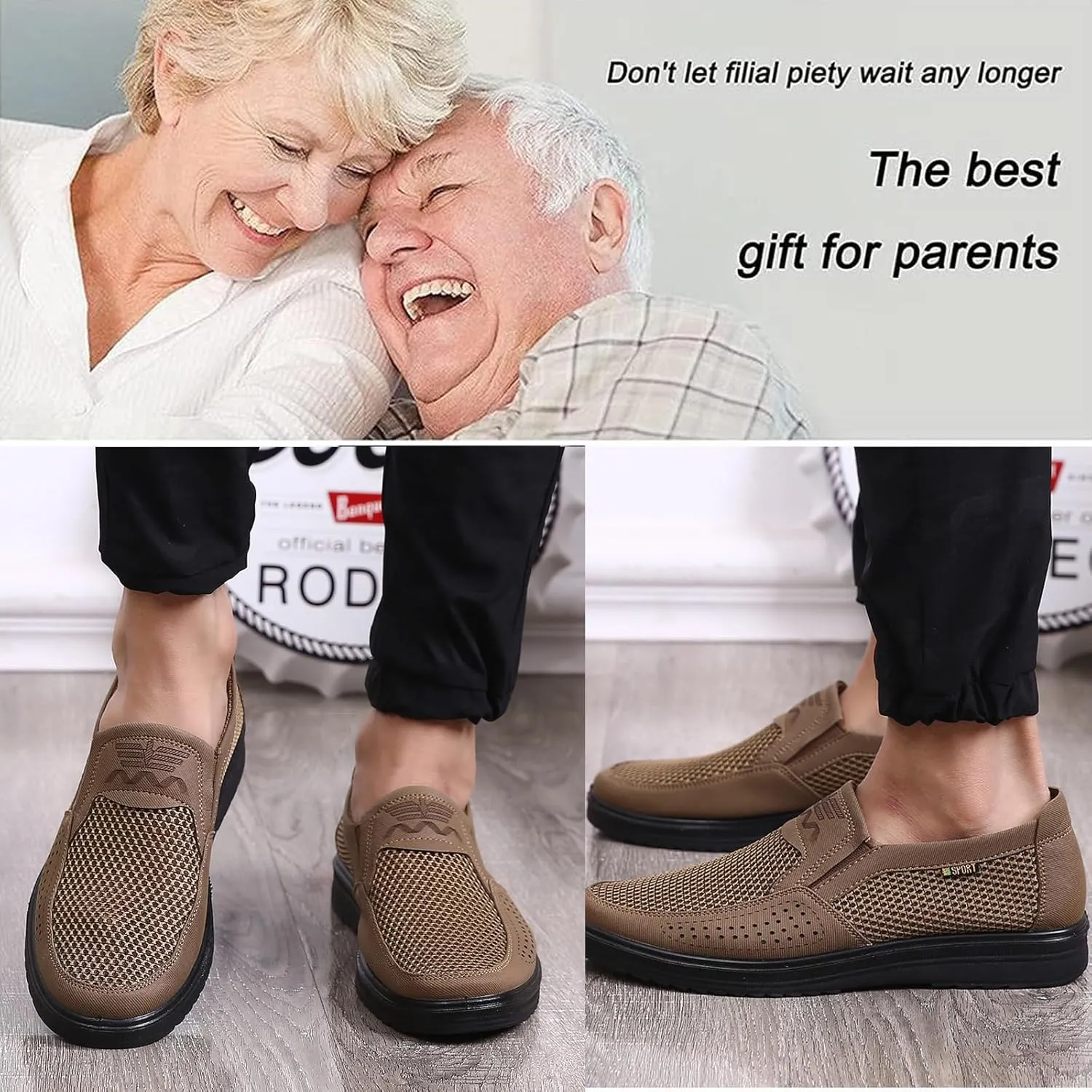 Men's Casual Slip-on Loafers Boat Shoes Lightweight Comfortable Wide Width Soft Sole Walking Shoes Mesh Dad Hiking Shoes Soft Sneakers
