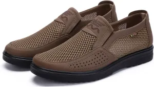 Men's Casual Slip-on Loafers Boat Shoes Lightweight Comfortable Wide Width Soft Sole Walking Shoes Mesh Dad Hiking Shoes Soft Sneakers
