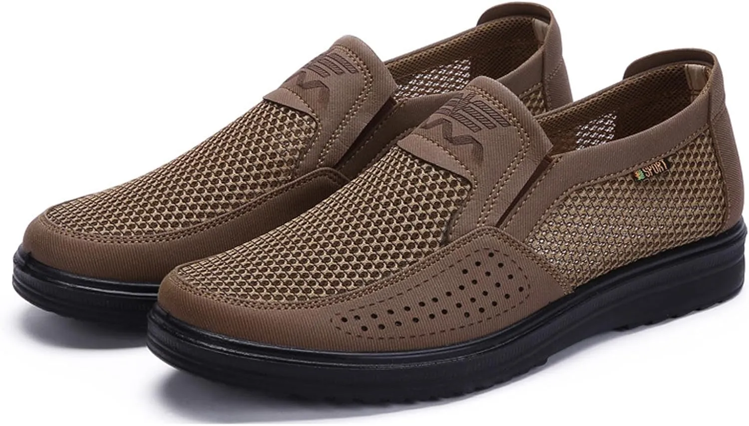 Men's Casual Slip-on Loafers Boat Shoes Lightweight Comfortable Wide Width Soft Sole Walking Shoes Mesh Dad Hiking Shoes Soft Sneakers
