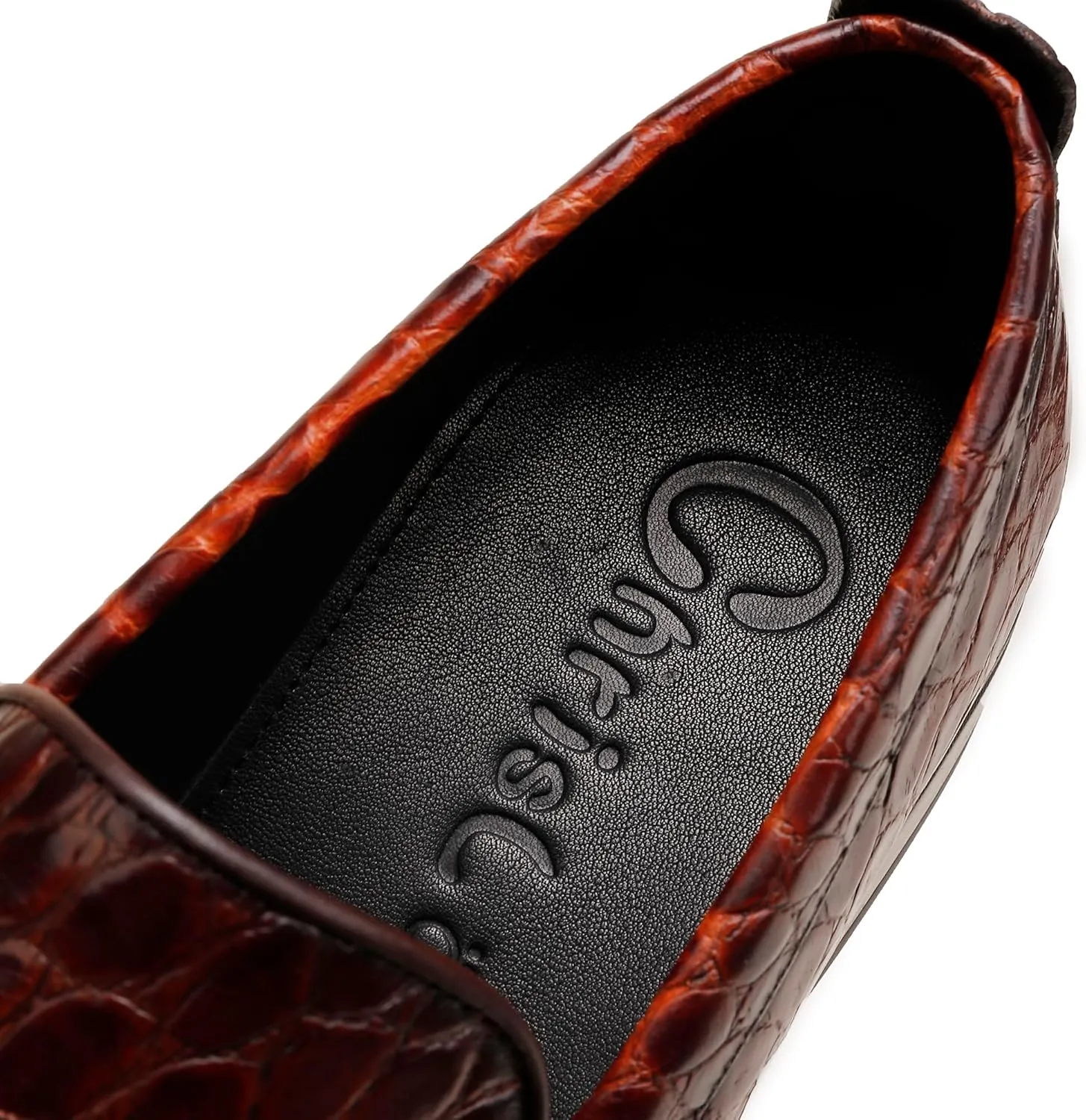 Men's Crocodile Printed Leather Dress Shoes Casual Loafer Slip on for Men