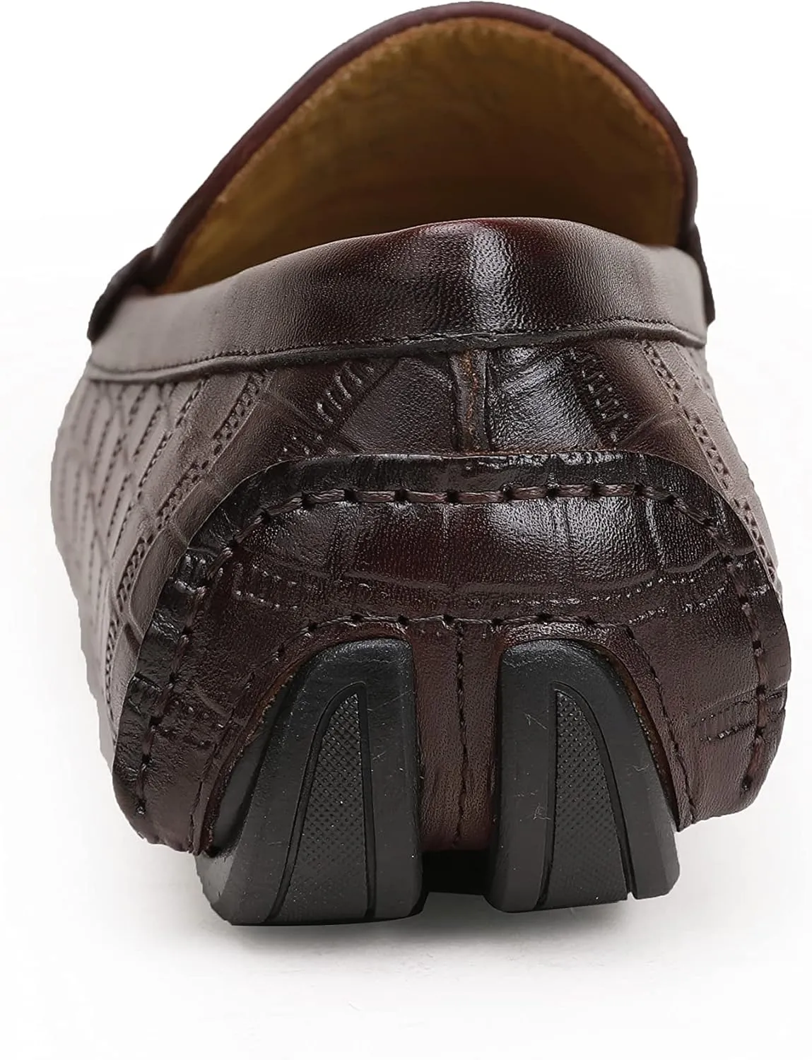Men's Genuine Leather Loafers Crocodile Printed Slip On Soft Driving Dress Shoes