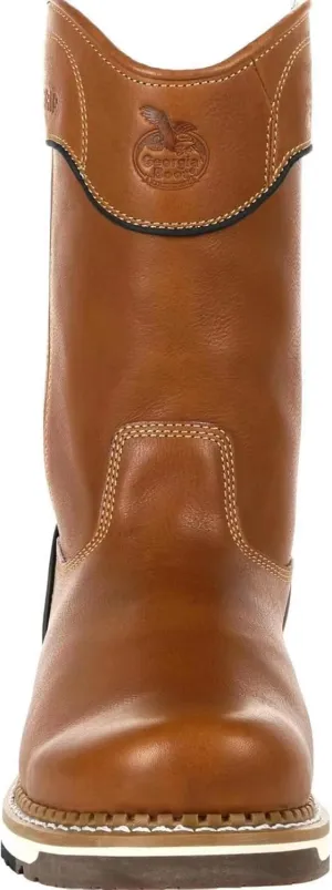 Mens Heavy Duty Pull On Work Boots for Men,Full Grain Leather,Goodyear Welted,Superior Slip Resistant,Waterproof Steel Toe