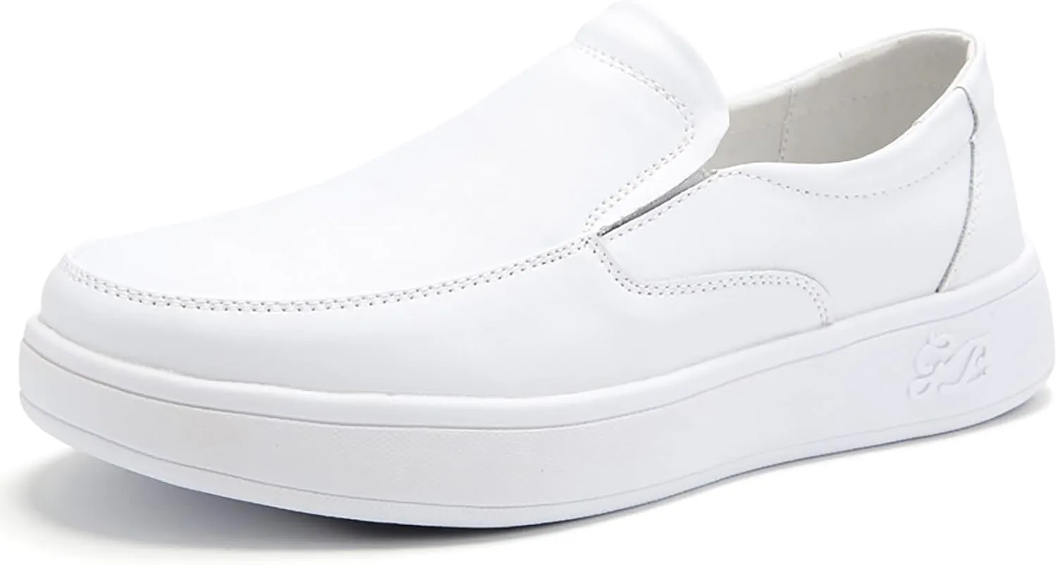 Men's Leather Slip On Loafers Comfortable Round Toe Anti-Slip Soft Sole Casual Shoes Lightweight Work Walking Formal Driving Shoe