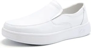 Men's Leather Slip On Loafers Comfortable Round Toe Anti-Slip Soft Sole Casual Shoes Lightweight Work Walking Formal Driving Shoe