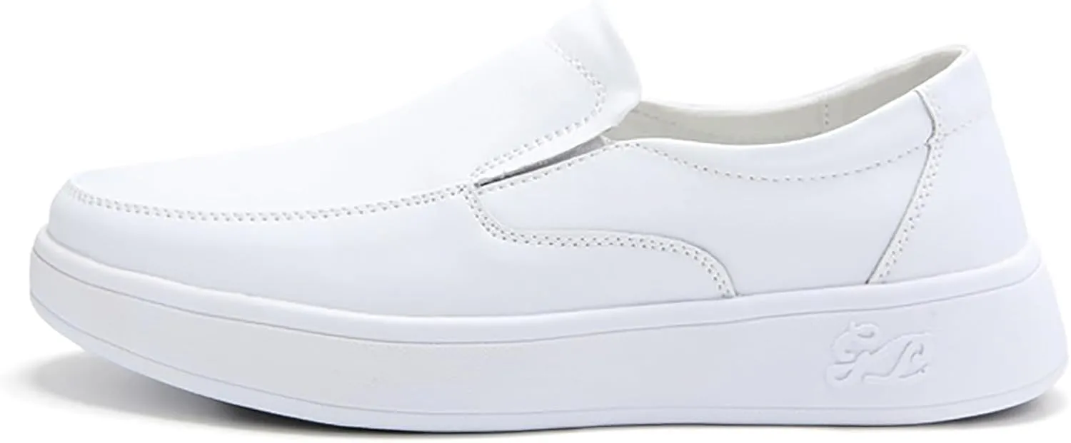 Men's Leather Slip On Loafers Comfortable Round Toe Anti-Slip Soft Sole Casual Shoes Lightweight Work Walking Formal Driving Shoe
