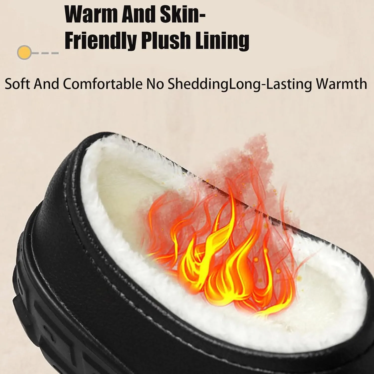 Men's Leather Slip-On Platform Chef Work Shoes Comfort Fully Fur Lined Waterproof Non Slip Soft Bottom Chef Muller Shoes for Caring Kitchen Garden Nurse Shoes