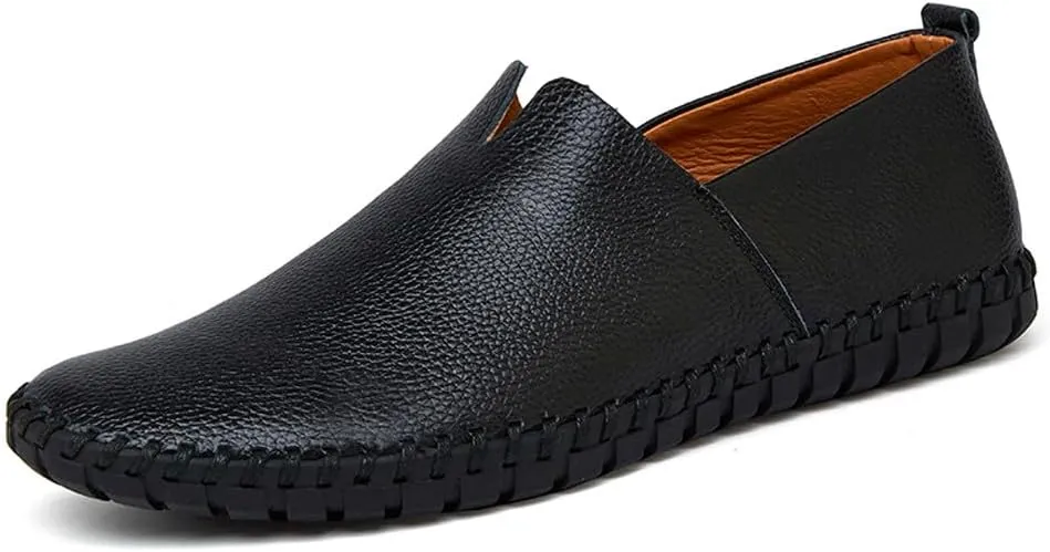 Men's Lightweight Casual Genuine Leather Slip On Penny Loafer Flats Soft Driving Walking Shoes