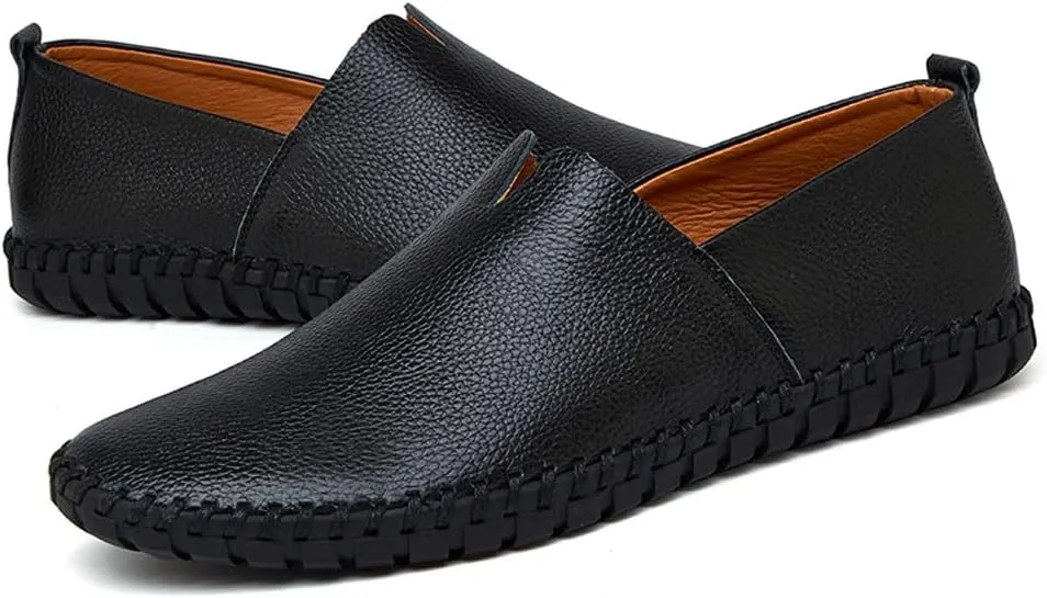 Men's Lightweight Casual Genuine Leather Slip On Penny Loafer Flats Soft Driving Walking Shoes