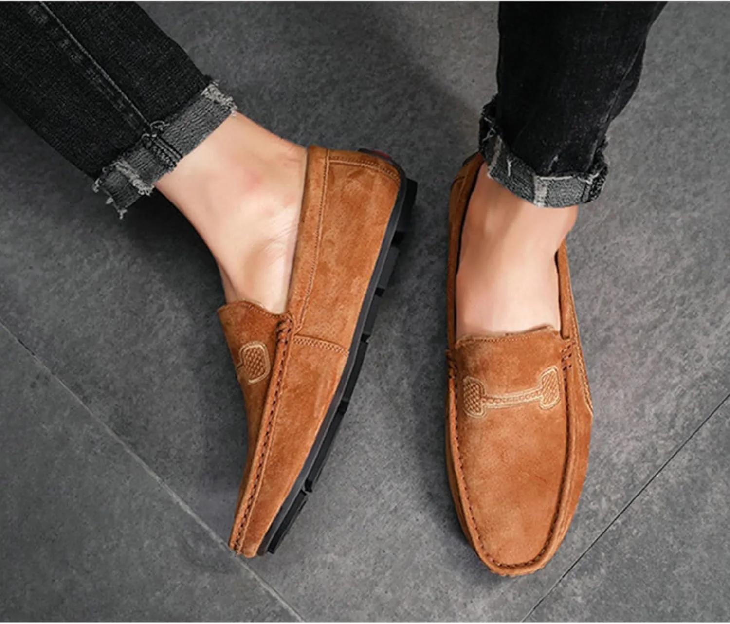 Men's Loafers Slip on Shoes Soft Sole Genuine Leather Driving Shoes Casual Penny Loafers for Men