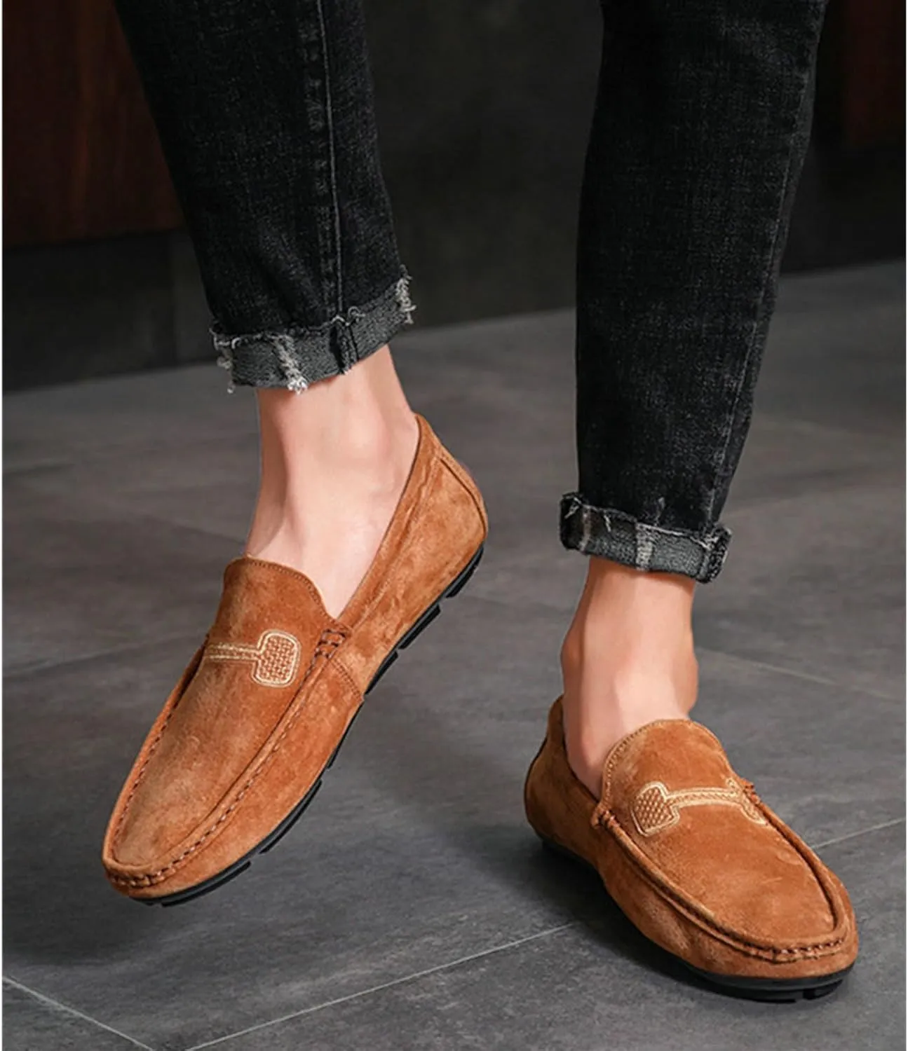 Men's Loafers Slip on Shoes Soft Sole Genuine Leather Driving Shoes Casual Penny Loafers for Men