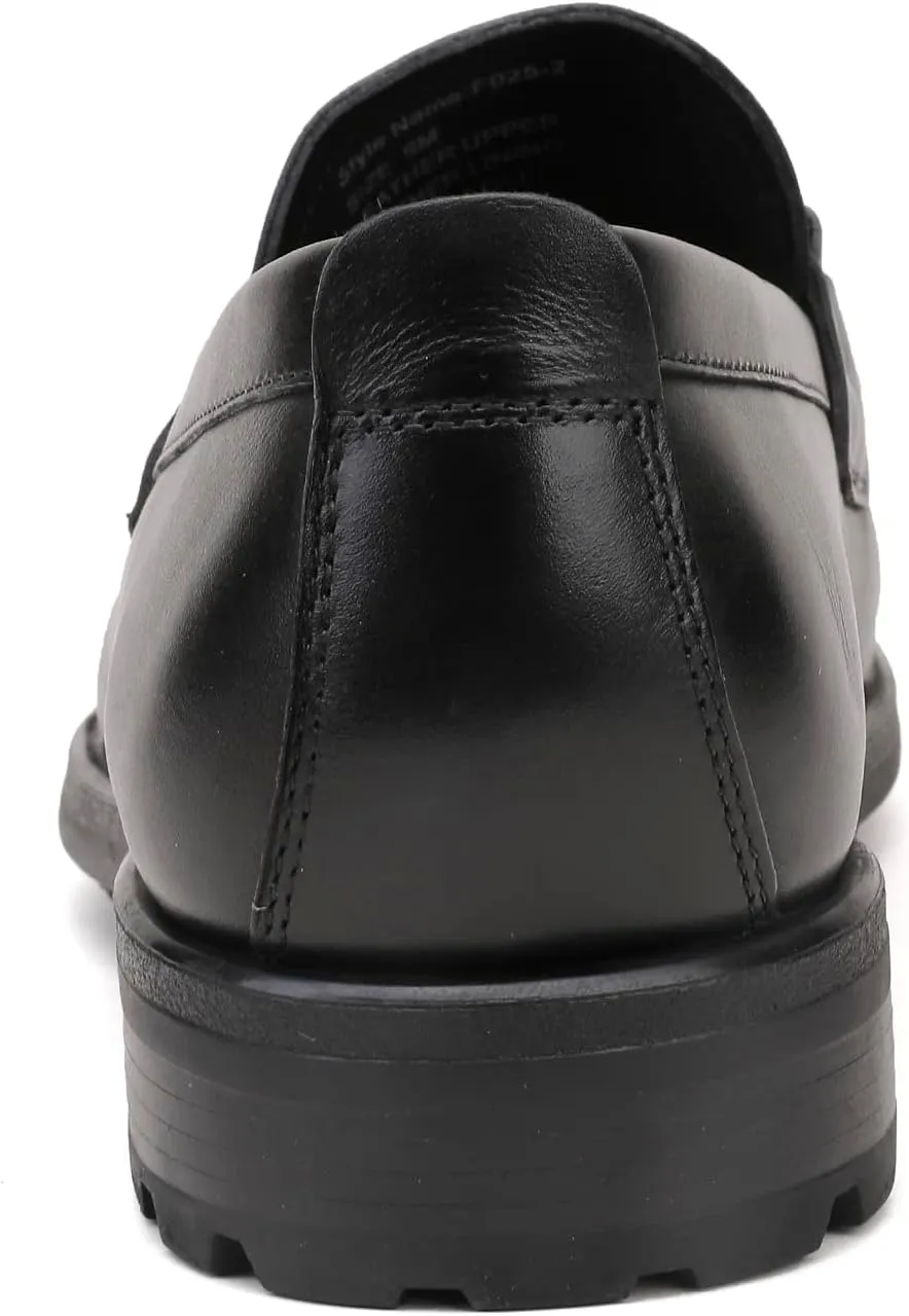 Men's Luxury Coffee Leather Penny Loafers, Classic Fashion Handmade Dress Shoes Casual Slip-on Loafer for Mens