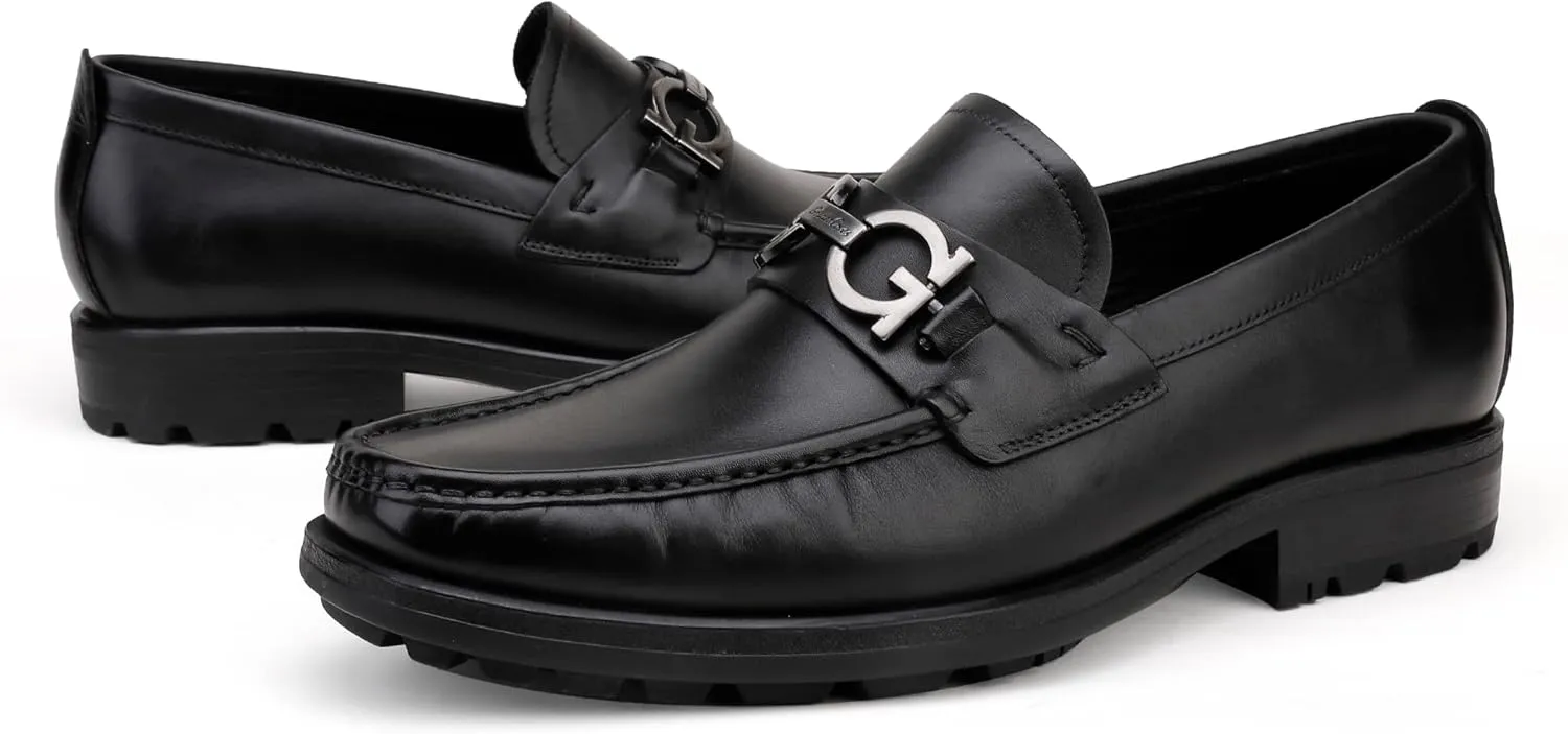 Men's Luxury Coffee Leather Penny Loafers, Classic Fashion Handmade Dress Shoes Casual Slip-on Loafer for Mens