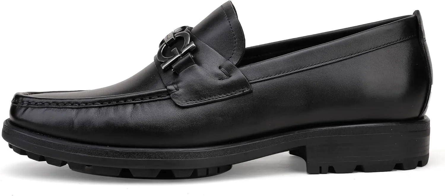 Men's Luxury Coffee Leather Penny Loafers, Classic Fashion Handmade Dress Shoes Casual Slip-on Loafer for Mens