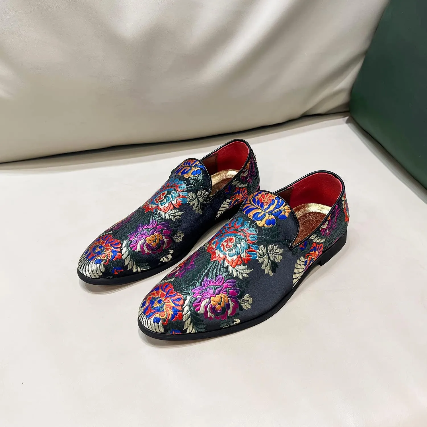 Men's Luxury Embroidery Penny Loafer Noble Slip-on Suede Loafers Shoes Smoking Slippers Party Dancing Shoes Plus Size 7-13