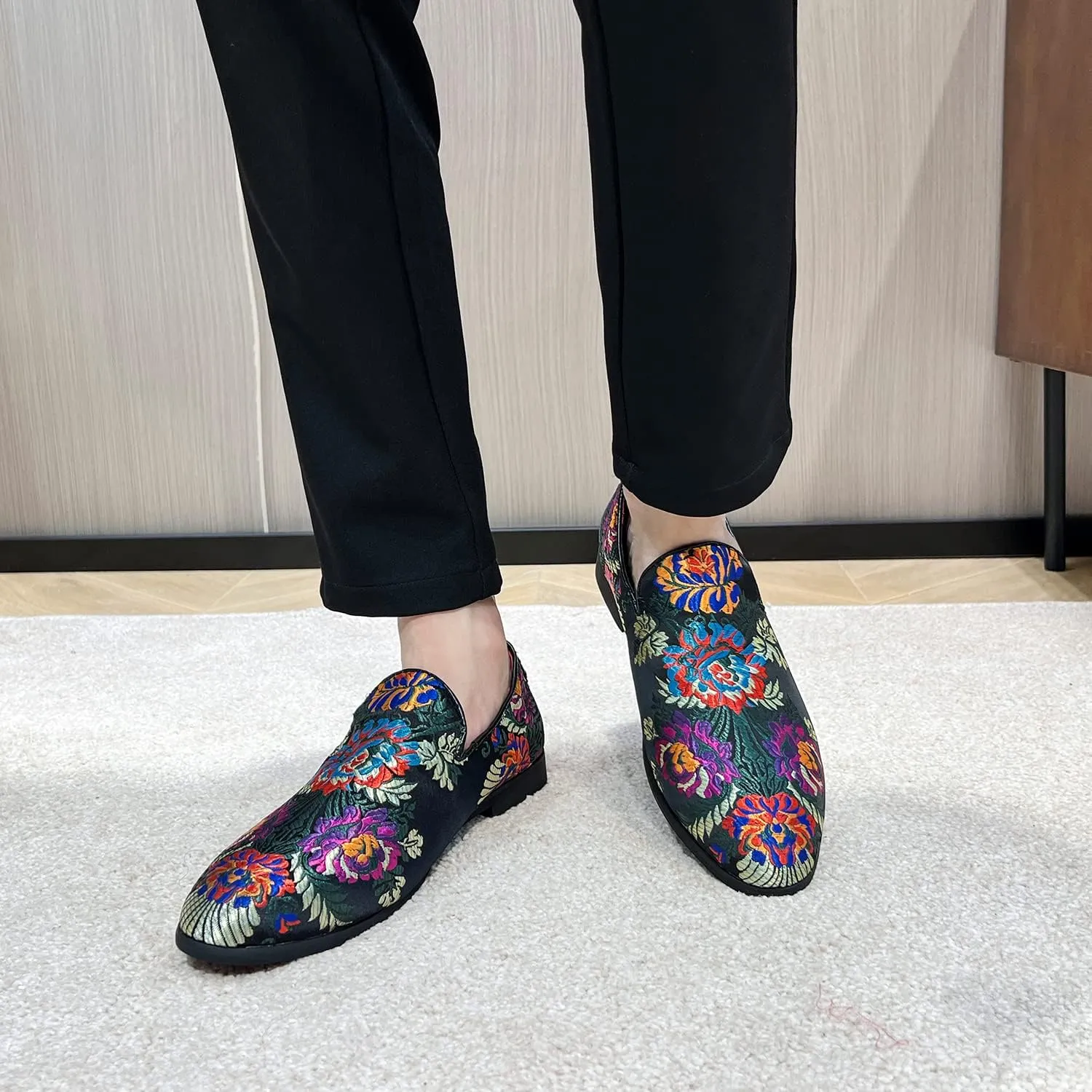 Men's Luxury Embroidery Penny Loafer Noble Slip-on Suede Loafers Shoes Smoking Slippers Party Dancing Shoes Plus Size 7-13