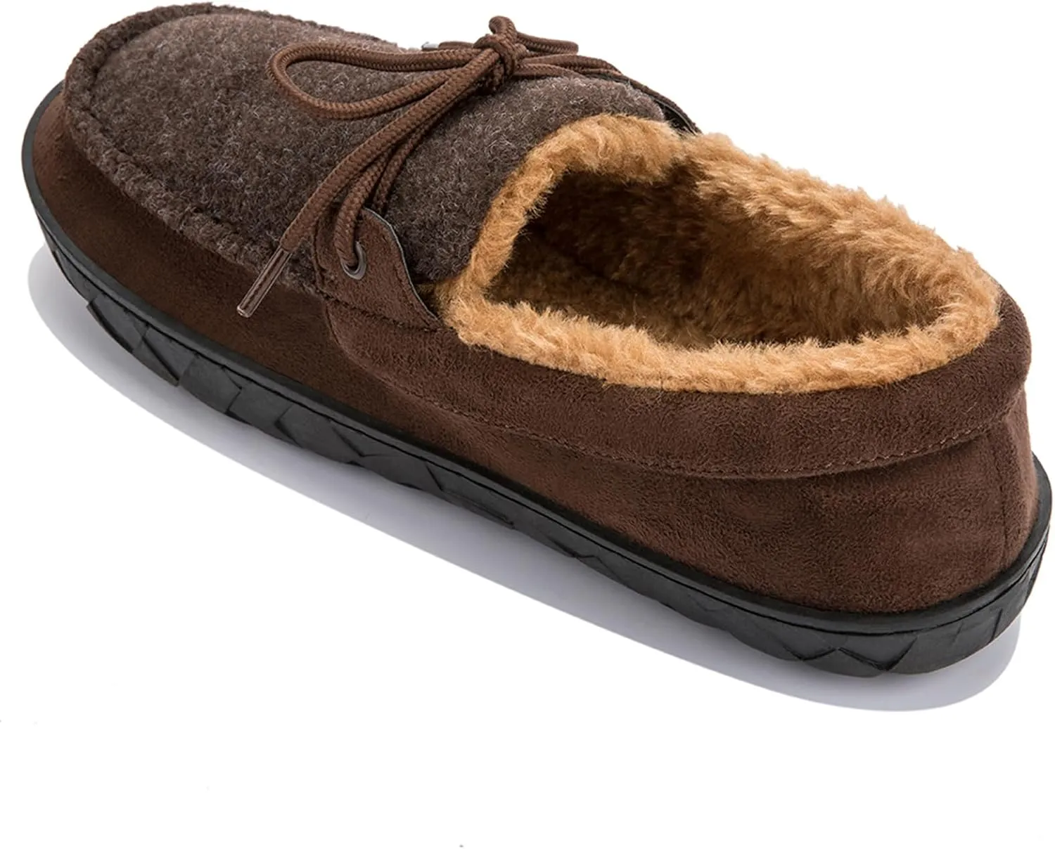 Men's Moccasin Slippers Warm Memory Foam Soft Plush Lined Slip on Indoor Outdoor House Shoes
