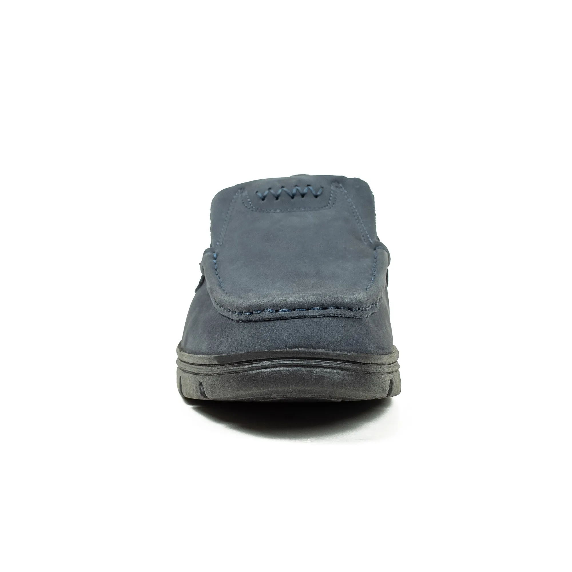 Men's Navy Nubuck Leather Slip-On Shoes | Vibrant® Comfort with TPR Outsole and Cushioned Insole
