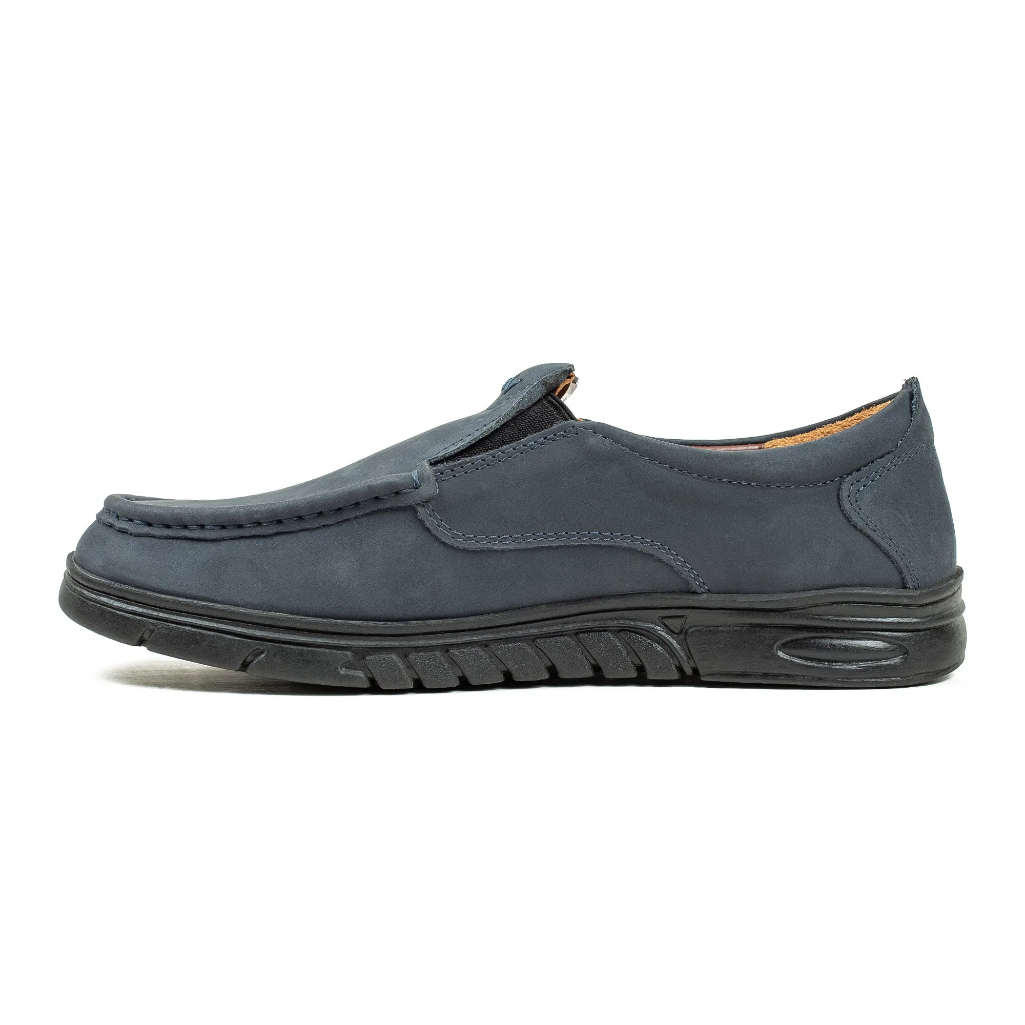 Men's Navy Nubuck Leather Slip-On Shoes | Vibrant® Comfort with TPR Outsole and Cushioned Insole