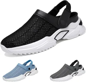 Men's Orthopedic Hollow-Out Summer Sandals Clogs Breathable Mesh Non-Slip Lightweight Comfortable Slip on Slippers