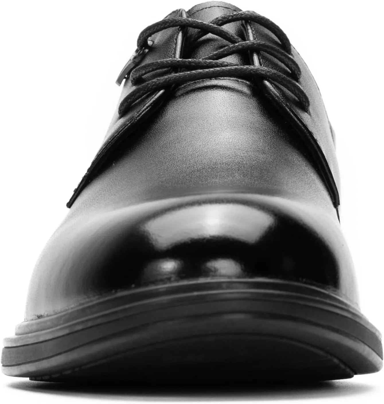 Men's PU Leather Business Dress Shoes – Sleek Black Lace-Up Formal Shoes with Crocodile Pattern Heel and Metal Accent – Comfortable Office Wear