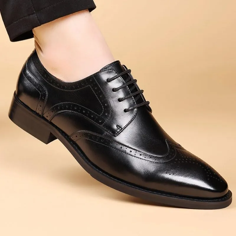 Men's Relaxed Loafer Genuine Leather Business Brogue Handmade Formal Oxfords Shoe for Work Office Dress Outdoor