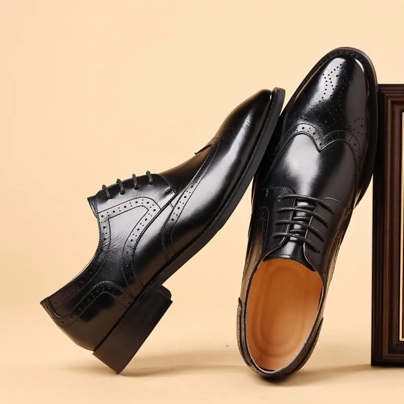 Men's Relaxed Loafer Genuine Leather Business Brogue Handmade Formal Oxfords Shoe for Work Office Dress Outdoor