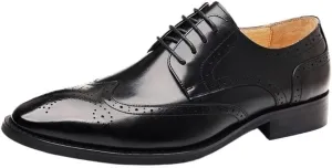 Men's Relaxed Loafer Genuine Leather Business Brogue Handmade Formal Oxfords Shoe for Work Office Dress Outdoor